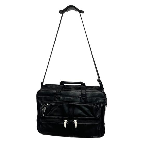 Monarch Luggage Co Other - Monarch Luggage Co Durahide Laptop Bag Black Faux Leather Briefcase Satchel Vtg